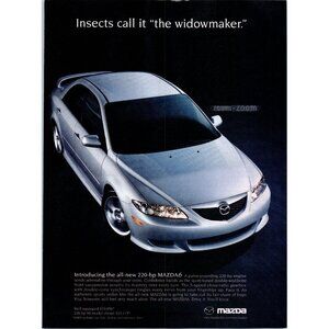 2003 Mazda 6 V6 Sports Sedan Vintage Print Ad Mazda6 Zoom Zoom Wall Art